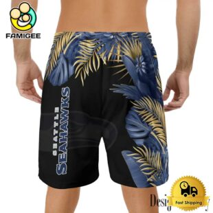 NFL Seattle Seahawks Men's Summer Hawaiian Casual Drawstring Shorts
