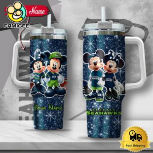 NFL Seattle Seahawks Mickey And Minnie Couple Custom 40oz Stanley Cup Tumbler