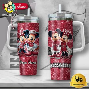 NFL Tampa Bay Buccaneers Mickey And Minnie Couple Custom 40oz Stanley Cup Tumbler
