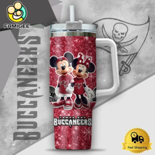 NFL Tampa Bay Buccaneers Mickey And Minnie Couple Custom 40oz Stanley Cup Tumbler