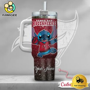 NFL Tampa Bay Buccaneers Stitch Glitter Custom 40oz Stanley Cup Tumbler