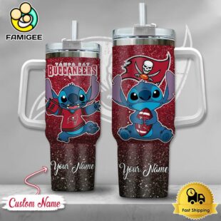 NFL Tampa Bay Buccaneers Stitch Glitter Custom 40oz Stanley Cup Tumbler