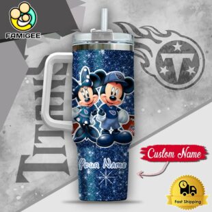 NFL Tennessee Titans Mickey And Minnie Couple Custom 40oz Stanley Cup Tumbler