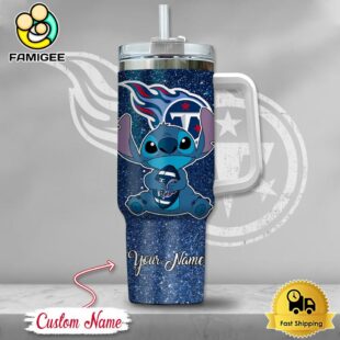 NFL Tennessee Titans Stitch Glitter Custom 40oz Stanley Cup Tumbler