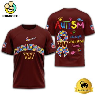 NFL Washington Commanders Autism Accept Understand Love T-Shirt