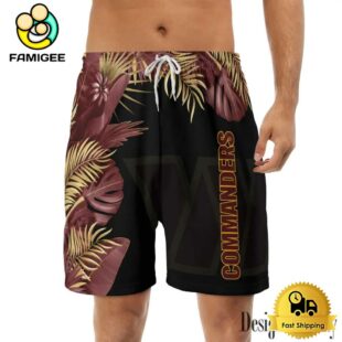NFL Washington Commanders Men's Summer Hawaiian Casual Drawstring Shorts