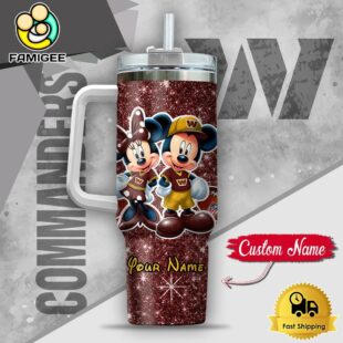 NFL Washington Commanders Mickey And Minnie Couple Custom 40oz Stanley Cup Tumbler