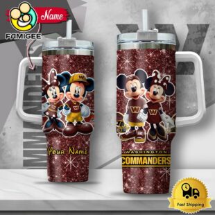 NFL Washington Commanders Mickey And Minnie Couple Custom 40oz Stanley Cup Tumbler