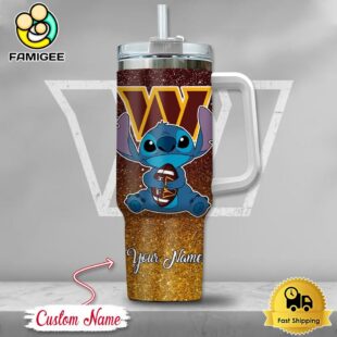 NFL Washington Commanders Stitch Glitter Custom 40oz Stanley Cup Tumbler