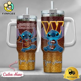 NFL Washington Commanders Stitch Glitter Custom 40oz Stanley Cup Tumbler