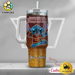 NFL Washington Commanders Stitch Glitter Custom 40oz Stanley Cup Tumbler