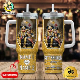 Pittsburgh Steelers NFL Mickey And Minnie Couple Custom 40oz Stanley Cup Tumbler