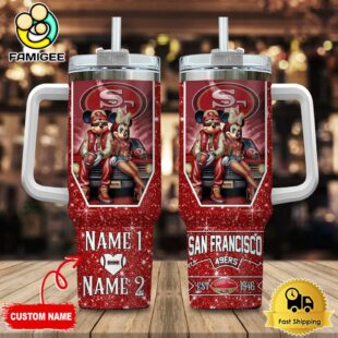San Francisco9ers NFL Mickey And Minnie Couple Custom 40oz Stanley Cup Tumbler