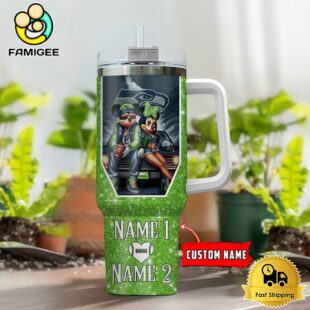 Seattle Seahawks NFL Mickey And Minnie Couple Custom 40oz Stanley Cup Tumbler