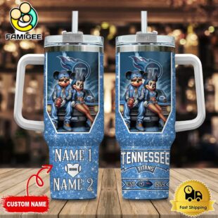 Tennessee Titans NFL Mickey And Minnie Couple Custom 40oz Stanley Cup Tumbler