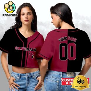 Arizona Cardinals Custom Woman Cropped Baseball Jersey, Football Crop Top