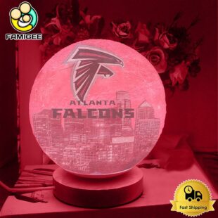 Atlanta Falcons City Skyline NFL Logo Design Moon Lamp