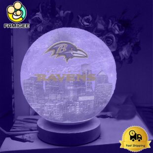 Baltimore Ravens City Skyline NFL Logo Design Moon Lamp