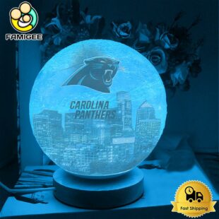 Carolina Panthers City Skyline NFL Logo Design Moon Lamp