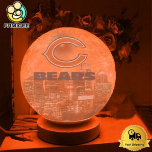 Chicago Bears City Skyline NFL Logo Design Moon Lamp