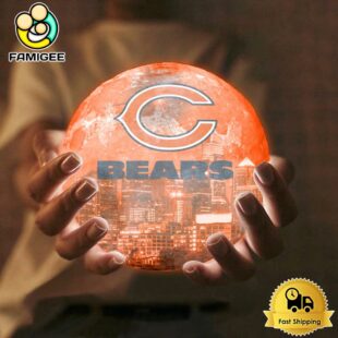 Chicago Bears City Skyline NFL Logo Design Moon Lamp