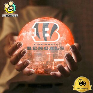 Cincinnati Bengals City Skyline NFL Logo Design Moon Lamp