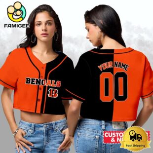 Cincinnati Bengals Custom Woman Cropped Baseball Jersey, Football Crop Top