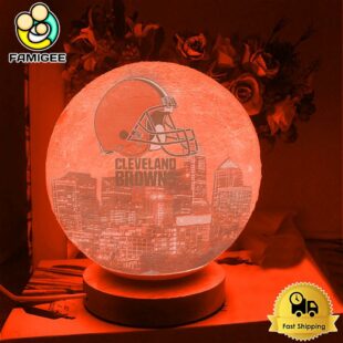 Cleveland Browns City Skyline NFL Logo Design Moon Lamp