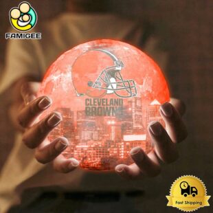 Cleveland Browns City Skyline NFL Logo Design Moon Lamp