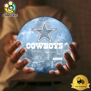 Dallas Cowboys City Skyline NFL Logo Design Moon Lamp