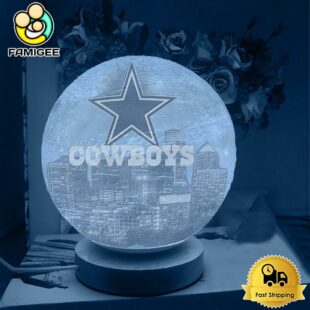 Dallas Cowboys City Skyline NFL Logo Design Moon Lamp