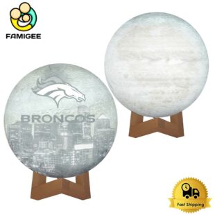 Denver Broncos City Skyline NFL Logo Design Moon Lamp