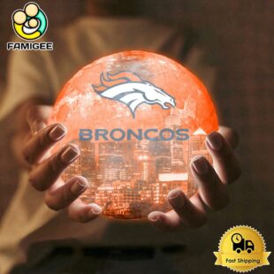 Denver Broncos City Skyline NFL Logo Design Moon Lamp