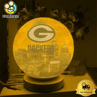 Green Bay Packers City Skyline NFL Logo Design Moon Lamp