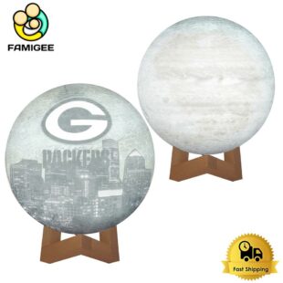 Green Bay Packers City Skyline NFL Logo Design Moon Lamp