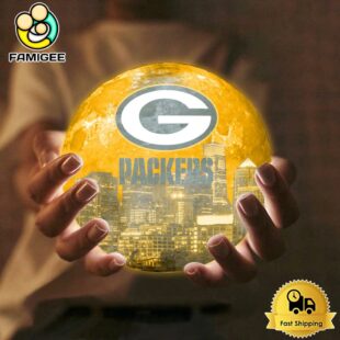 Green Bay Packers City Skyline NFL Logo Design Moon Lamp