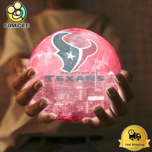 Houston Texans City Skyline NFL Logo Design Moon Lamp