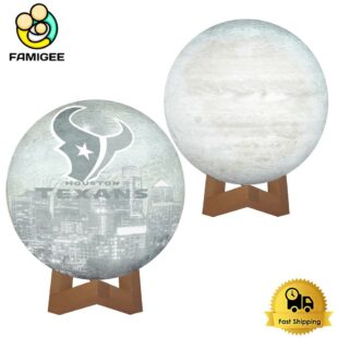 Houston Texans City Skyline NFL Logo Design Moon Lamp