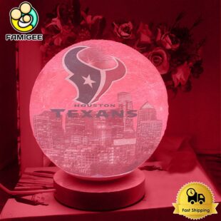 Houston Texans City Skyline NFL Logo Design Moon Lamp