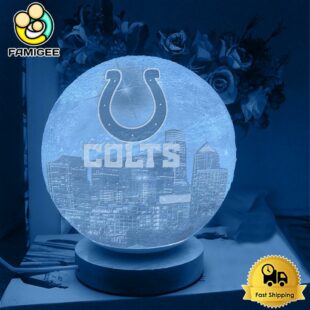 Indianapolis Colts City Skyline NFL Logo Design Moon Lamp