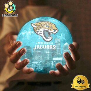 Jacksonville Jaguars City Skyline NFL Logo Design Moon Lamp