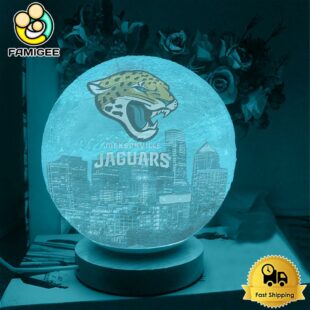Jacksonville Jaguars City Skyline NFL Logo Design Moon Lamp