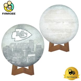 Kansas City Chiefs City Skyline NFL Logo Design Moon Lamp