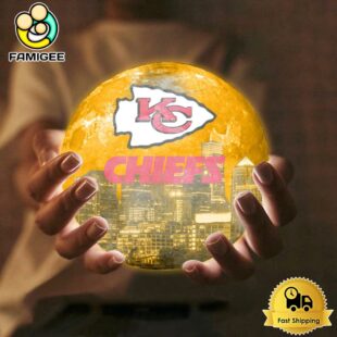 Kansas City Chiefs City Skyline NFL Logo Design Moon Lamp