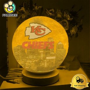 Kansas City Chiefs City Skyline NFL Logo Design Moon Lamp