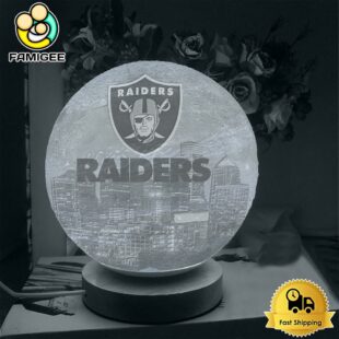 Las Vegas Raiders City Skyline NFL Logo Design Moon Lamp