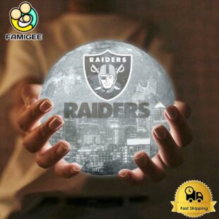 Las Vegas Raiders City Skyline NFL Logo Design Moon Lamp
