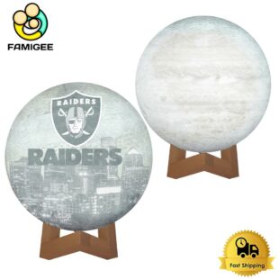 Las Vegas Raiders City Skyline NFL Logo Design Moon Lamp