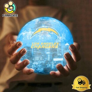 Los Angeles Chargers City Skyline NFL Logo Design Moon Lamp