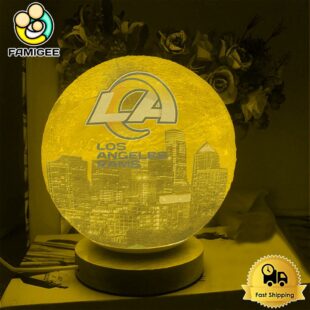 Los Angeles Rams City Skyline NFL Logo Design Moon Lamp